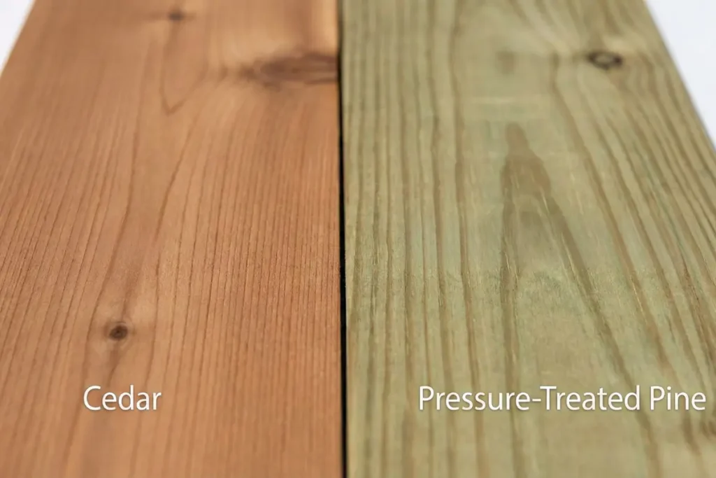 Cedar fence vs pressure treated pine comparison
