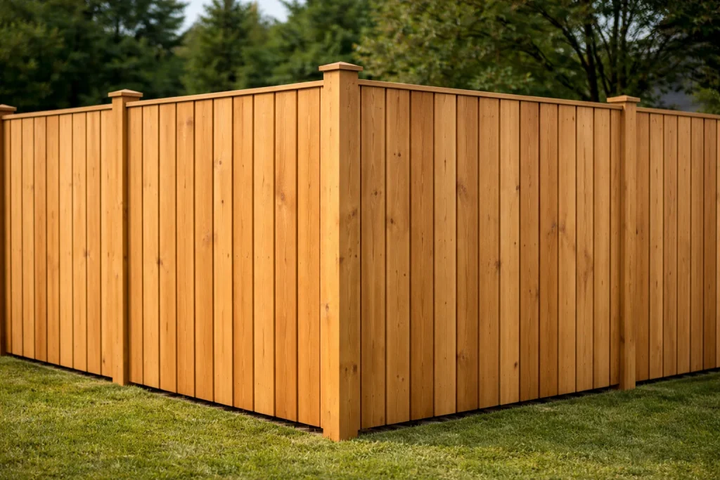 Side-by-side wood fence installation in Cypress, TX with tightly placed boards