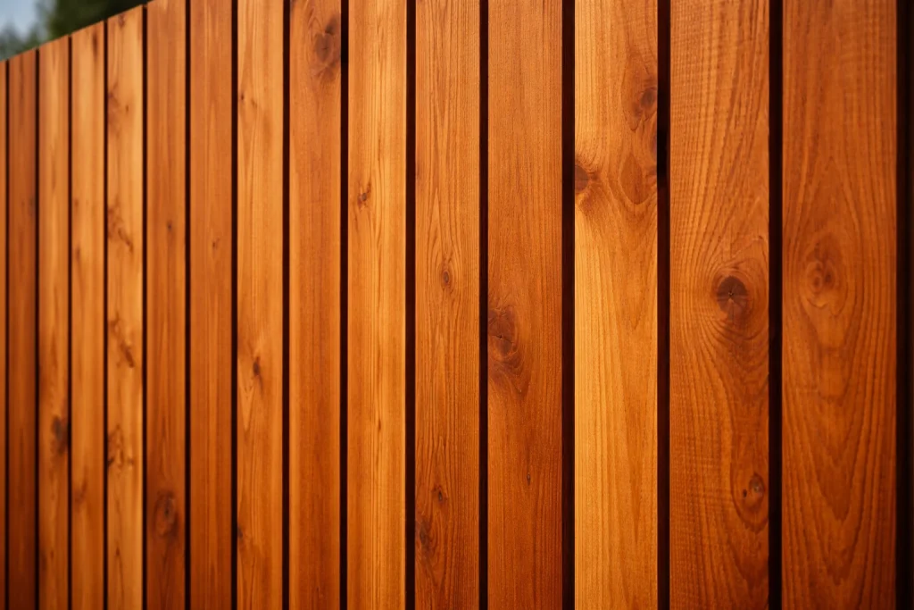 Western Red Cedar wood fence material with natural grain and premium finish