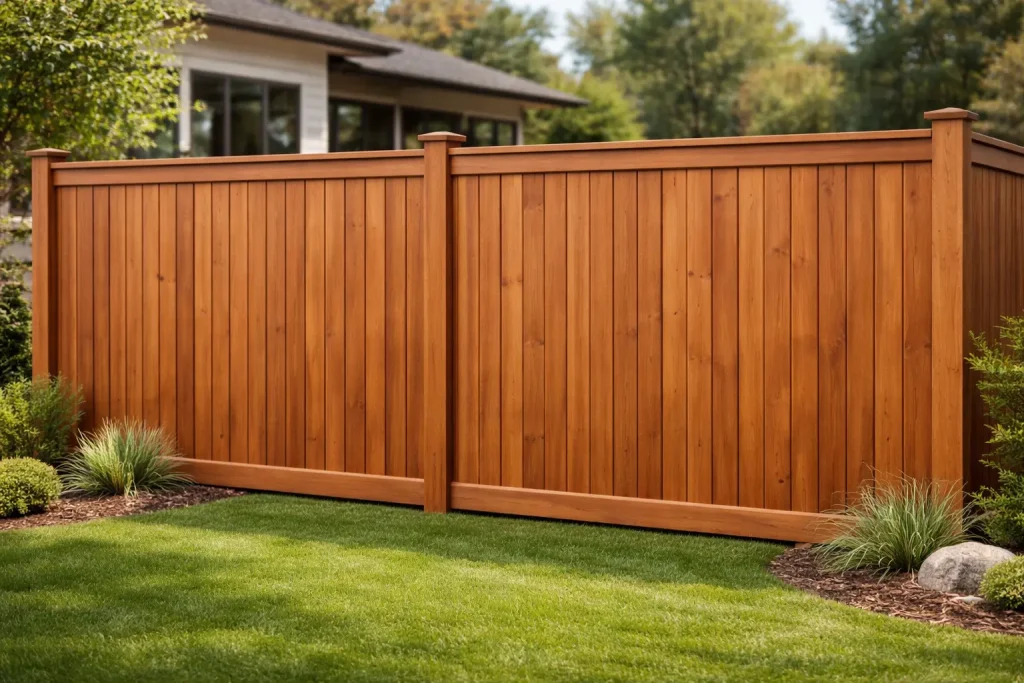 Cap and trim privacy wood fence upscale design