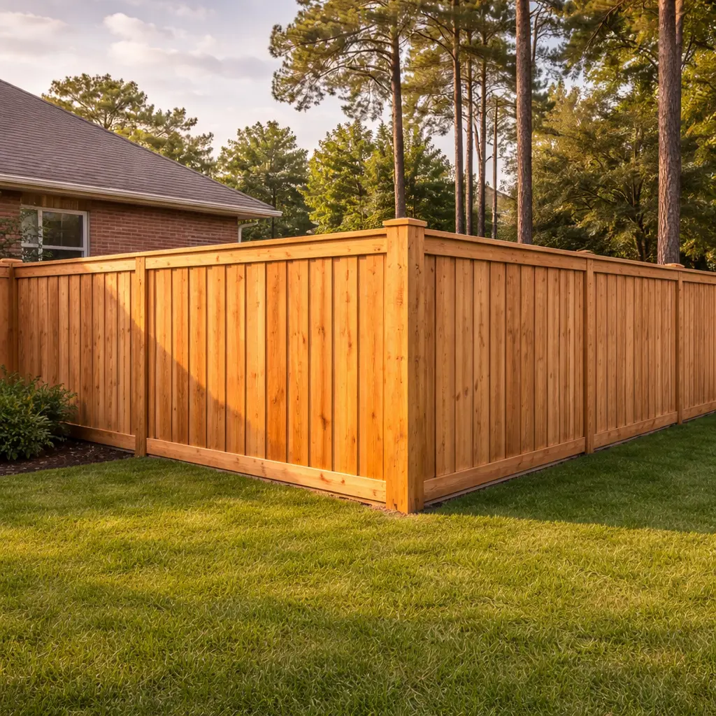 Wood fence on larger lot or semi-rural property