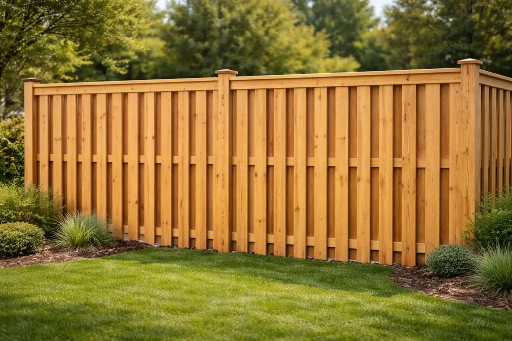 Shadowbox privacy wood fence neighbor friendly design