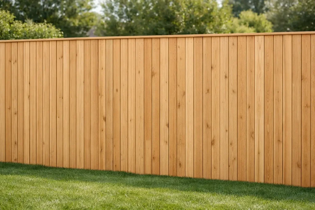 Solid side by side wood fence good neighbor style