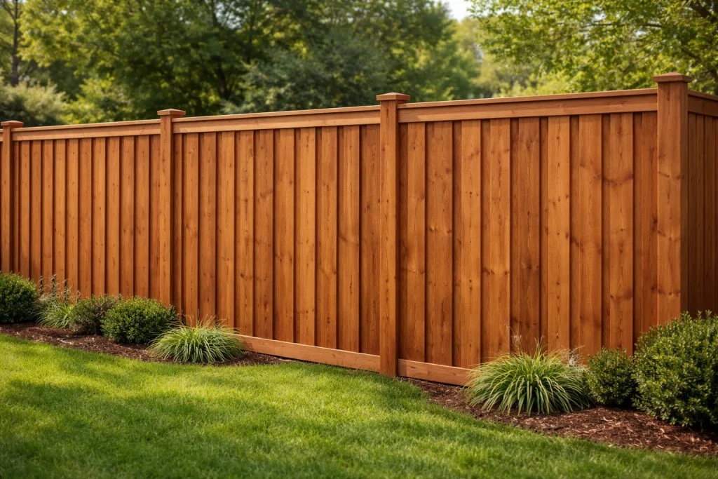 Board on board wood privacy fence in The Woodlands TX